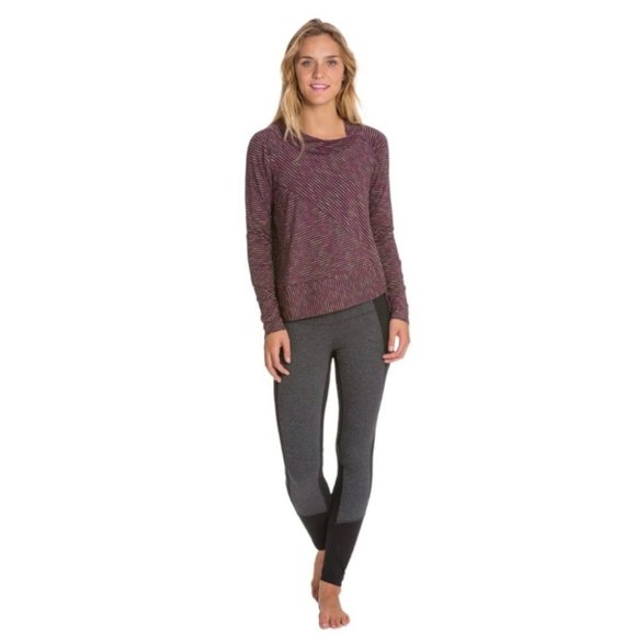 Prana Gabi Leggings Mid Rise Black Grey Panel Yoga Performance Size Small - Picture 3 of 11